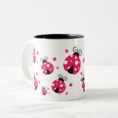 Tasse 2 Couleurs Cute Pink Labybirds and Flowers (Devant gauche)