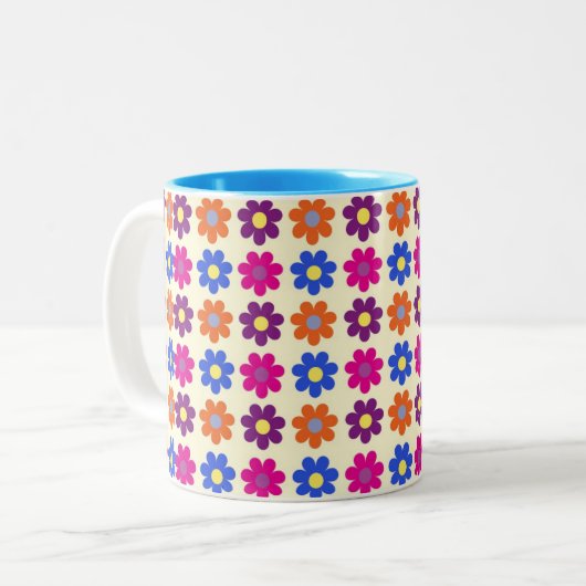 Tasse 2 Couleurs Cute Retro Penny Flower Pattern (Devant gauche)