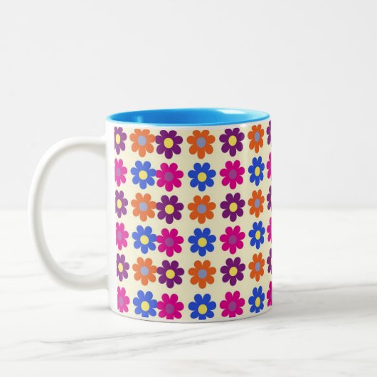 Tasse 2 Couleurs Cute Retro Penny Flower Pattern (Gauche)