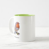 Tasse 2 Couleurs Cute Robin Bird & texte personnalisé (Devant gauche)
