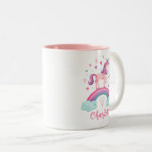 Tasse 2 Couleurs Cute rose arc-en-ciel licorne (Devant droit)