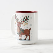 Tasse 2 Couleurs Cute Rudolph with Gold Accents (Devant gauche)