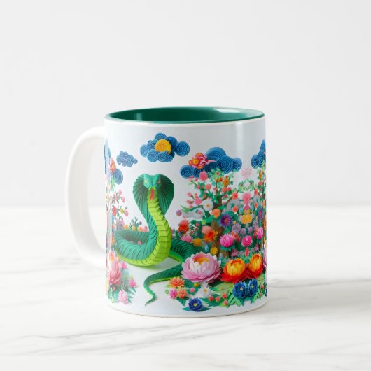 Tasse 2 Couleurs Cute serpent du Nouvel An chinois 2025 2TM4 (Devant gauche)