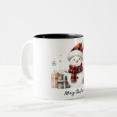 Tasse 2 Couleurs Cute Snowman /Joyeux Noël (Devant gauche)