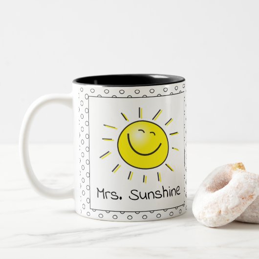 Tasse 2 Couleurs Cute Sunshine Smile Visage Nom de l'enseignant (Avec donut)