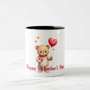 Tasse 2 Couleurs Cute Teddy Bear avec Cœur – Joyuse Saint-Valentin