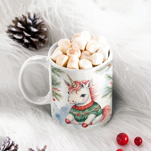 Tasse 2 Couleurs Cute Unicorn Noël personnalisé