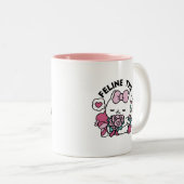 Tasse 2 Couleurs Cute Valentine's Cat Design - Feline the Love (Devant droit)