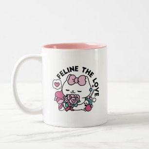Tasse 2 Couleurs Cute Valentine's Cat Design - Feline the Love