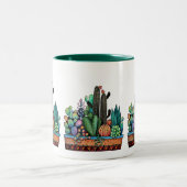 Tasse 2 Couleurs Cute Watercolor Cactus Garden (Centre)