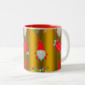 Tasse 2 Couleurs Cute Whimsical Christmas Elves Gold (Devant droit)