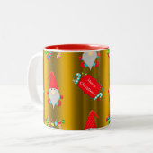 Tasse 2 Couleurs Cute Whimsical Christmas Elves Gold (Devant gauche)