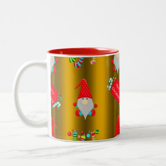 Tasse 2 Couleurs Cute Whimsical Christmas Elves Gold (Gauche)