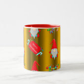 Tasse 2 Couleurs Cute Whimsical Christmas Elves Gold (Centre)