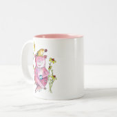 Tasse 2 Couleurs Cute Whimsical Cochon Boire Café (Devant gauche)