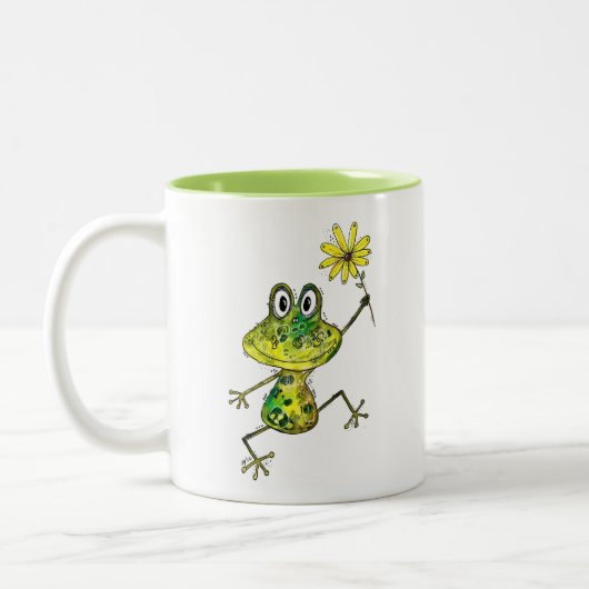 Tasse 2 Couleurs Cute Whimsical Happy Frog (Gauche)