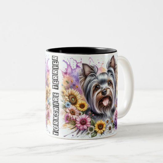 Tasse 2 Couleurs Cute Yorkshire (Devant droit)