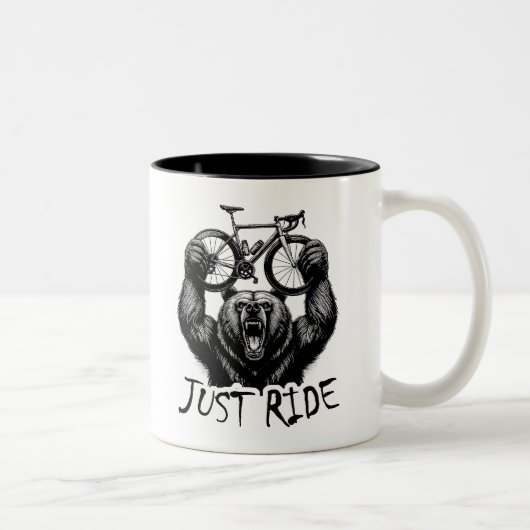 Tasse 2 Couleurs Cyclisme Juste Ride Ours (Droit)