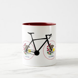 Tasse 2 Couleurs Cyclisme sous le drapeau de l'Illinois