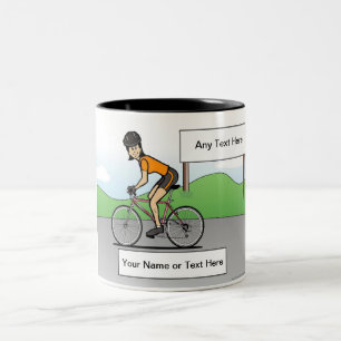 Tasse 2 Couleurs Cycliste personnalisé - Dessin féminin