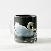 Tasse 2 Couleurs Cygne blanc avec poules (Devant gauche)