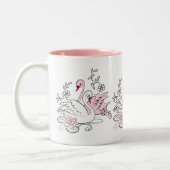 Tasse 2 Couleurs Cygne Rose Avec Cygne Blanc (Gauche)