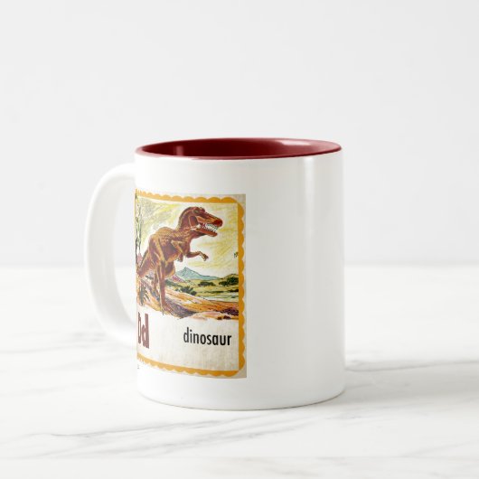 Tasse 2 Couleurs D est pour Dinosaur (Devant gauche)