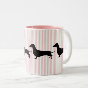 Tasse 2 Couleurs Dachshund à rayure rose