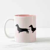 Tasse 2 Couleurs Dachshund à rayure rose (Gauche)