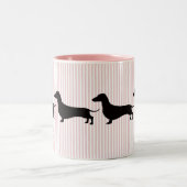 Tasse 2 Couleurs Dachshund à rayure rose (Centre)
