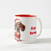 Tasse 2 Couleurs Dachshund au chapeau de Père Noël (Devant droit)