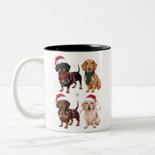 Tasse 2 Couleurs Dachshund Christmas Chien Maman Lover Noël Cadeau
