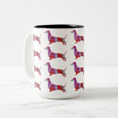 Tasse 2 Couleurs Dachshund rose Chien (Devant gauche)
