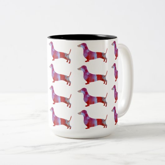 Tasse 2 Couleurs Dachshund rose Chien (Devant droit)
