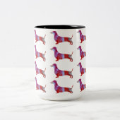 Tasse 2 Couleurs Dachshund rose Chien (Centre)