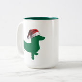 Tasse 2 Couleurs Dachshund vert de Noël (Devant gauche)