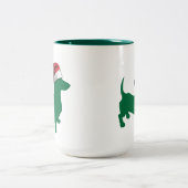 Tasse 2 Couleurs Dachshund vert de Noël (Centre)
