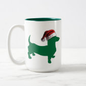 Tasse 2 Couleurs Dachshund vert de Noël (Gauche)