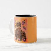 Tasse 2 Couleurs Dachshunds roux à poil long (Devant gauche)