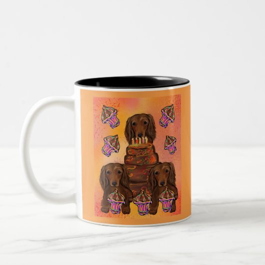 Tasse 2 Couleurs Dachshunds roux à poil long (Gauche)