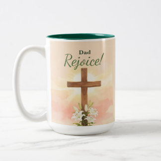 Tasse 2 Couleurs Dad Easter Rejoice Cross and Lilies Religious