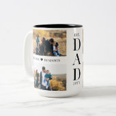 Tasse 2 Couleurs Dad Established Personalized Family Photo Collage (Devant gauche)