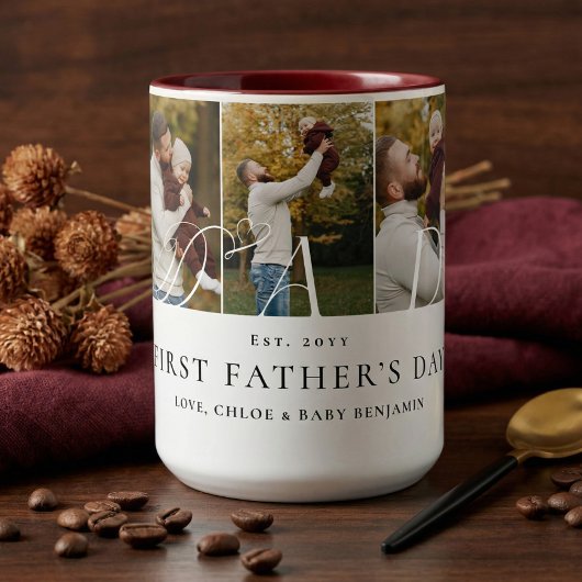 Tasse 2 Couleurs Dad Photo Collage First Father's Day Keepsake Gift