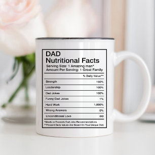 Tasse 2 Couleurs Daddy Gift, Papa Les Faits nutritionnels Fête des 