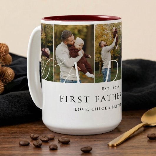 Tasse 2 Couleurs Daddy Photo Collage First Father's Day Keepsake