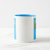 Tasse 2 Couleurs Daisy Blue Fleur d'Art Moderne (Centre)