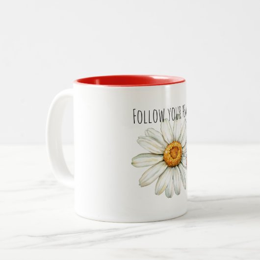 Tasse 2 Couleurs Daisy Flower Ladybug (Devant gauche)