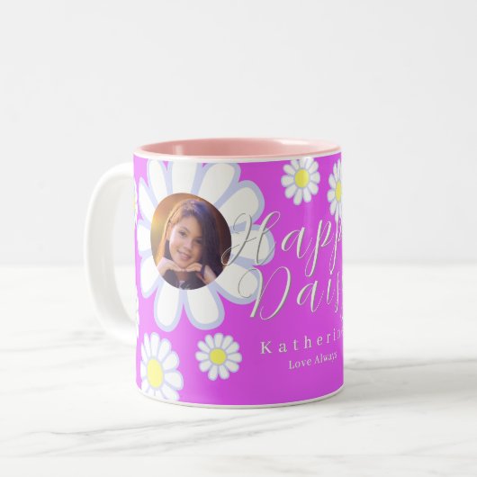 Tasse 2 Couleurs Daisy Simple Photo Violet (Devant gauche)