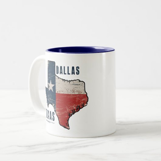 Tasse 2 Couleurs Dallas Texas State Map Indicateur (Devant gauche)