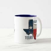 Tasse 2 Couleurs Dallas Texas State Map Indicateur (Devant droit)